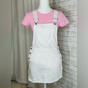 Forever 21 Denim Overall Mini Dress White